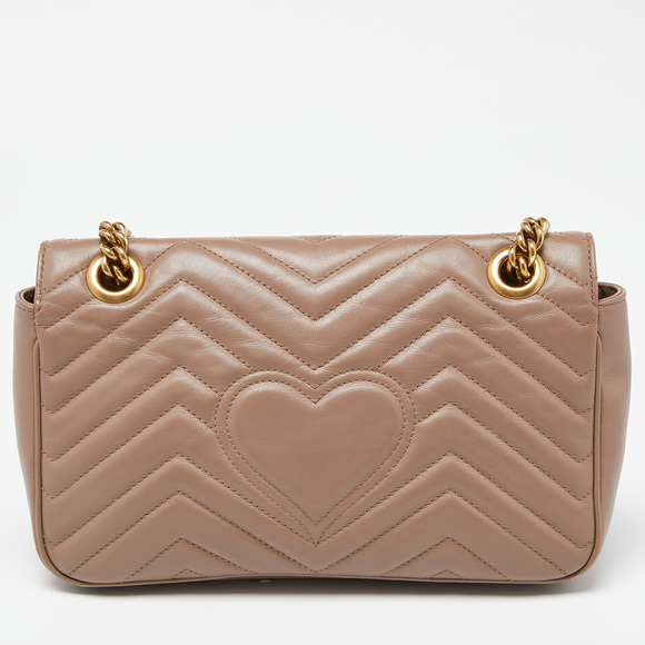 GUCCI Beige Matelasse Leather Small GG Marmont Shoulder Bag - Picture 4 of 8